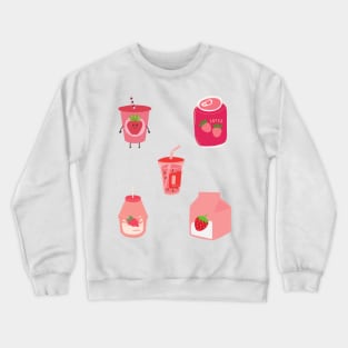 Pink aesthetic cute kawaii strawberry pack Crewneck Sweatshirt